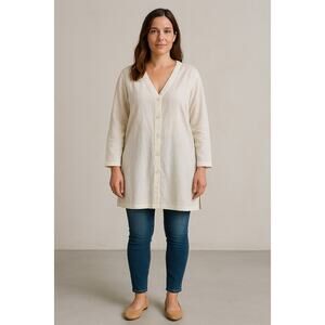 Midnight Velvet Linen Blend Tunic Top Womens Size 16W Lagenlook Minimalist Basic
